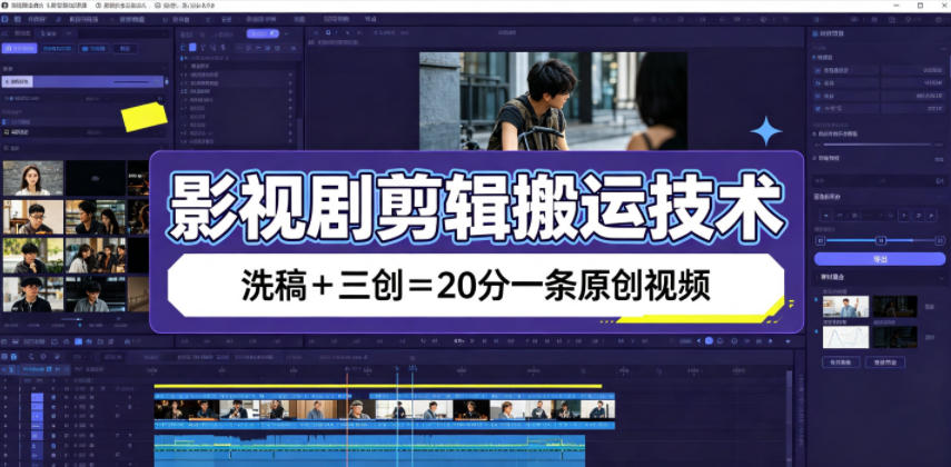 影视剧剪辑搬运技术，洗稿+三创=20分一条原创视频-副业资源网
