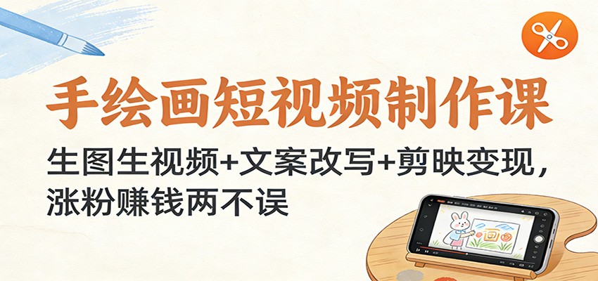 手绘画短视频制作课：生图生视频+文案改写+剪映变现，涨粉赚钱两不误-副业资源网