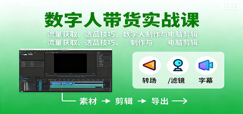 数字人变现实战课：流量获取、选品技巧、数字人制作与电脑剪辑-副业资源网