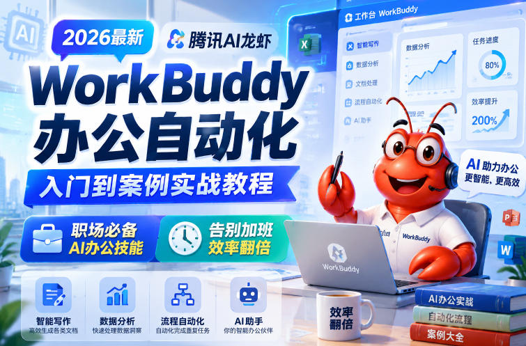 2026最新腾讯AI龙虾WorkBuddy办公自动化入门到案例实战教程，职场必备AI办公技能，告别加班，效率翻倍-副业资源网