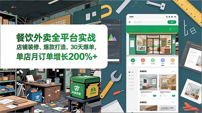 （16978期）餐饮外卖全平台实战，店铺装修、爆款打造、30天爆单，手把手教学，单店月订单增长200%+-副业资源网