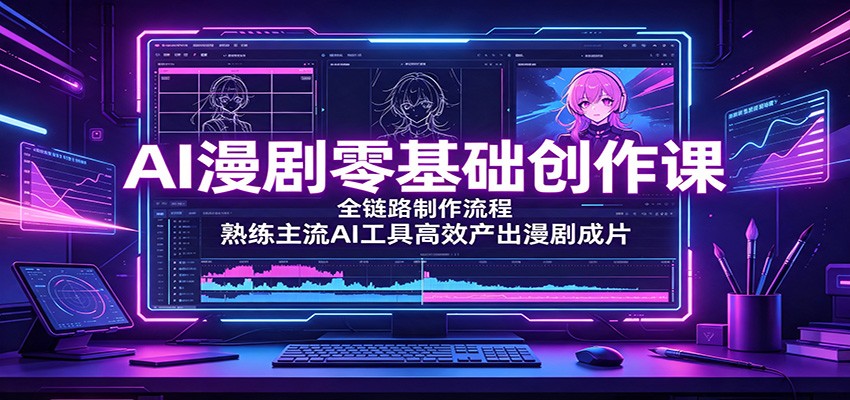 AI漫剧零基础创作课:全链路制作流程,熟练主流AI工具高效产出漫剧成片-副业资源网
