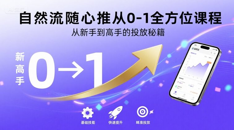 自然流随心推从0-1全方位课程，从新手到高手的投放秘籍-副业资源网