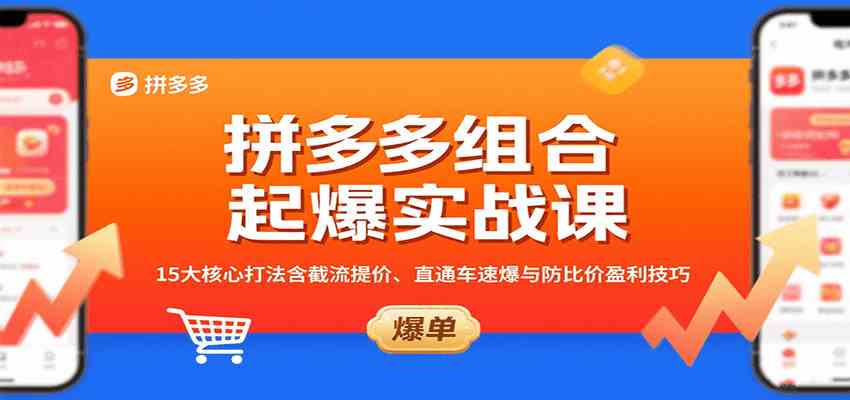 拼多多组合起爆实战课：15大核心打法含截流提价、直通车速爆与防比价盈利技巧-副业资源网