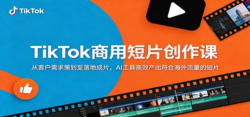 TikTok商用短片创作课：从客户需求策划至落地成片，AI工具高效产出符合海外流量的短片-副业资源网
