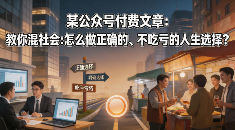某公众号付费文章：教你混社会：怎么做正确的、不吃亏的人生选择？-副业资源网