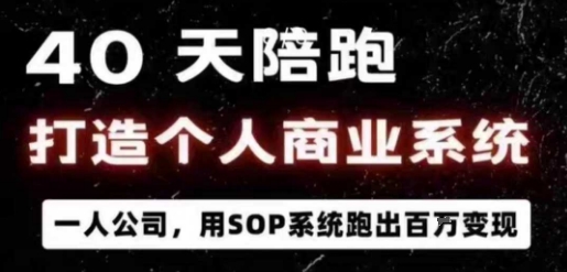 40天陪跑打造个人商业系统，一人公司，用SOP系统跑出百W变现-副业资源网