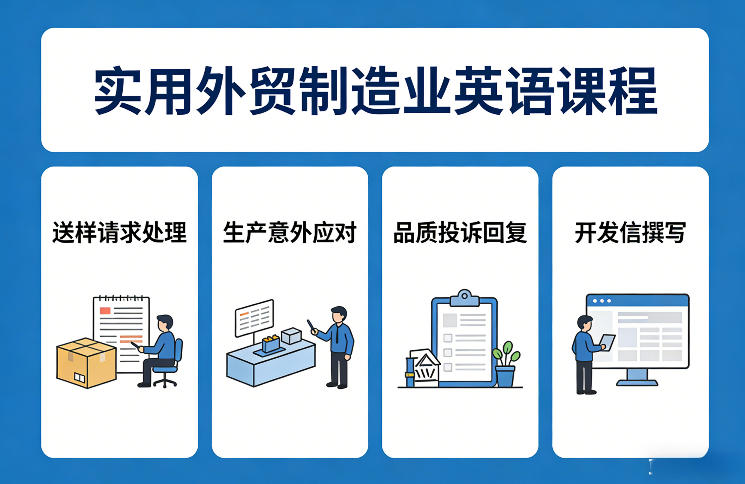 实用外贸制造业英语课程，教你专业处理送样请求、应对生产意外、回复品质投诉、撰写开发信等-副业资源网
