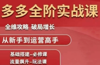 拼多多全阶实战课程，全维攻略，破局增长，从新手到运营高手-副业资源网