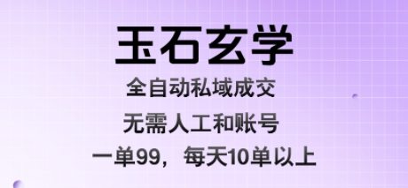 玉石玄学全自动私域成交，一单99每天十单以上，无需人工和矩阵账号，蓝海项目直接干【揭秘】-副业资源网