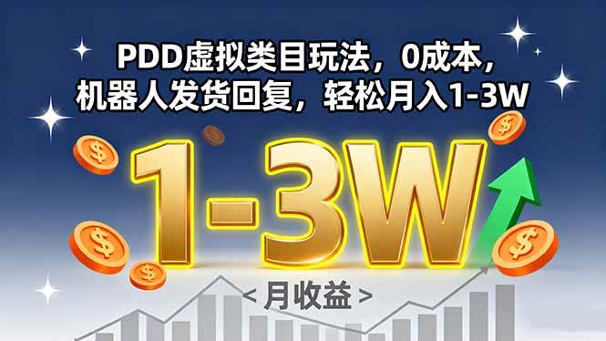 （15968期）PDD虚拟类目玩法，0成本，机器人发货回复，轻松月入1-3W-副业资源网