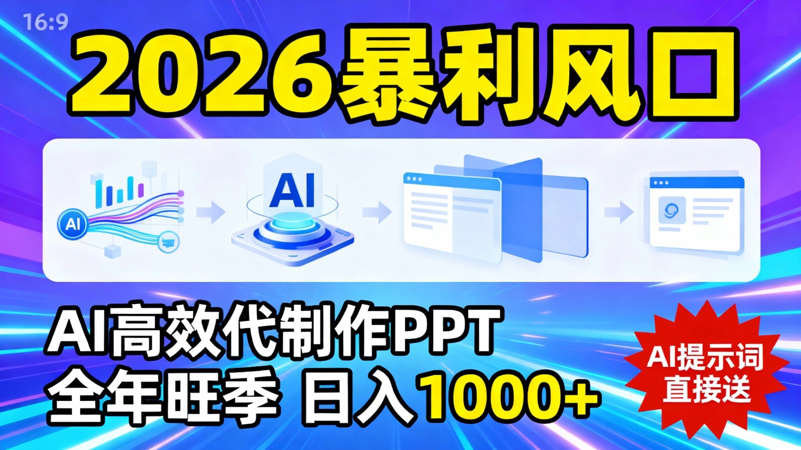2026暴利！用AI高效代制作 PPT，全年旺季，日入 1000+，提示词直接送！-副业资源网
