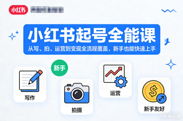小红书起号全能课，从写、拍、运营到变现全流程覆盖，新手也能快速上手-副业资源网