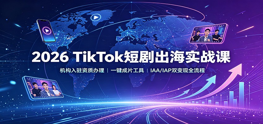 2026 TikTok短剧出海实战课：机构入驻资质办理，一键成片工具，IAA/IAP双变现全流程-副业资源网