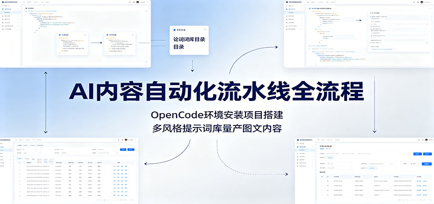 AI内容自动化流水线全流程：OpenCode环境安装项目搭建，多风格提示词库量产图文内容-副业资源网