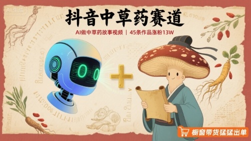 抖音中草药赛道，用AI做中草药故事视频，45条作品涨粉13W，橱窗带货猛猛出单-副业资源网