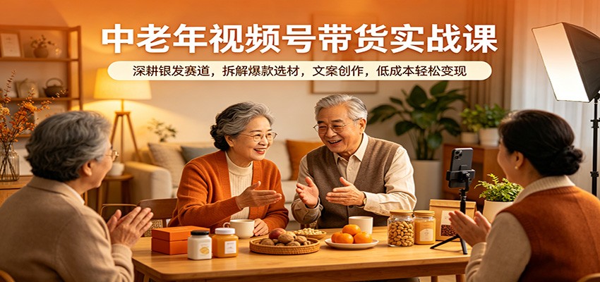 中老年视频号带货实战课：深耕银发赛道，拆解爆款选材，文案创作，低成本轻松变现-副业资源网
