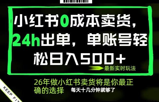 小红书0成本AI卖货，24小时出单，全流程托管，保底日入500+，每天十几分钟就够了【揭秘】-副业资源网