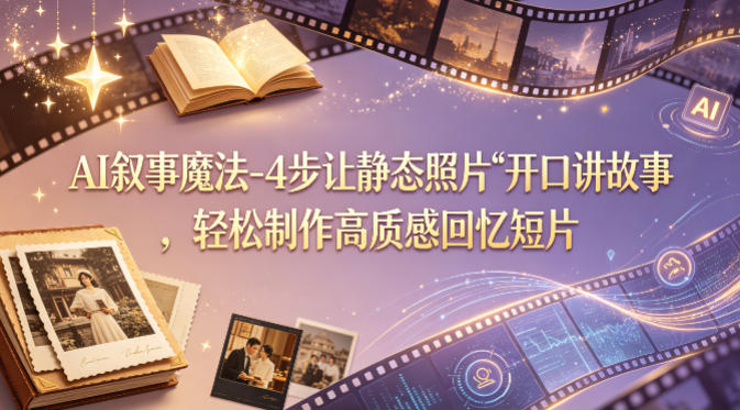 AI叙事魔法-4步让静态照片“开口讲故事”，轻松制作高质感回忆短片-副业资源网