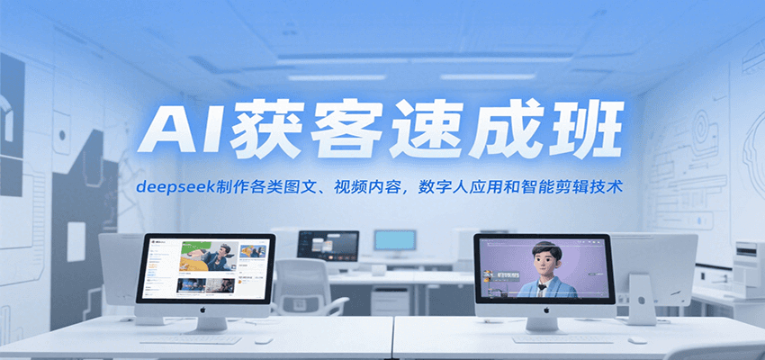 AI获客速成班，deepseek制作各类图文、视频内容，数字人应用和智能剪辑技术-副业资源网