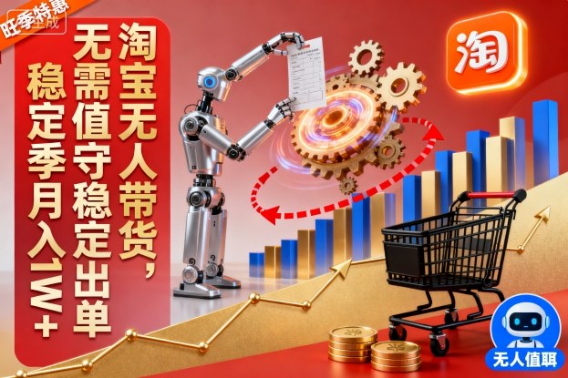 淘宝无人带货,无需值守稳定出单,电商旺季,稳定月入1W+-副业资源网