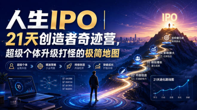 人生IPO︱21天创造者奇迹营，超级个体升级打怪的极简地图-副业资源网
