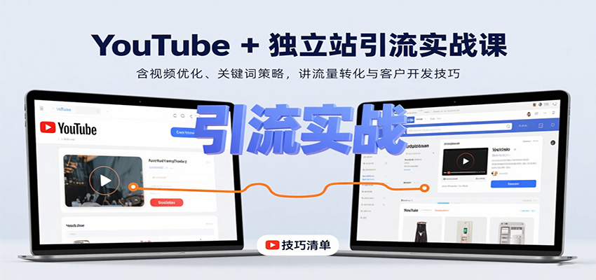 YouTube+独立站引流实战课：含视频优化、关键词策略，讲流量转化与客户开发技巧-副业资源网