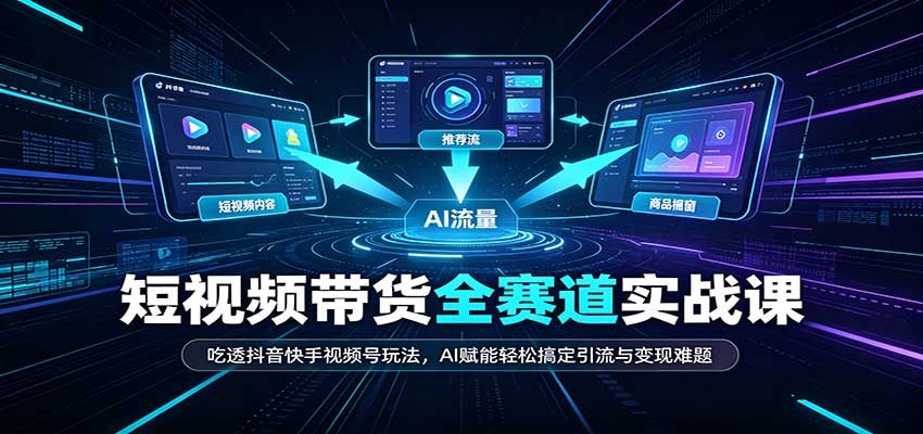 短视频带货全赛道：吃透抖音快手视频号玩法，AI赋能轻松搞定引流与变现难题-副业资源网