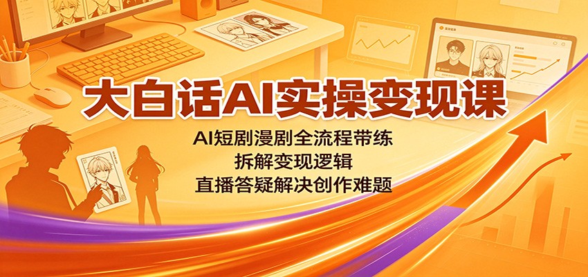 大白话AI实操变现课：AI短剧漫剧全流程带练，拆解变现逻辑，直播答疑解决创作难题-副业资源网