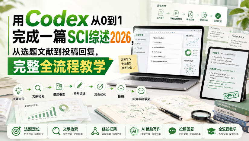 用Codex从0到1完成一篇SCI综述2026,从选题文献到投稿回复,完整全流程教学-副业资源网
