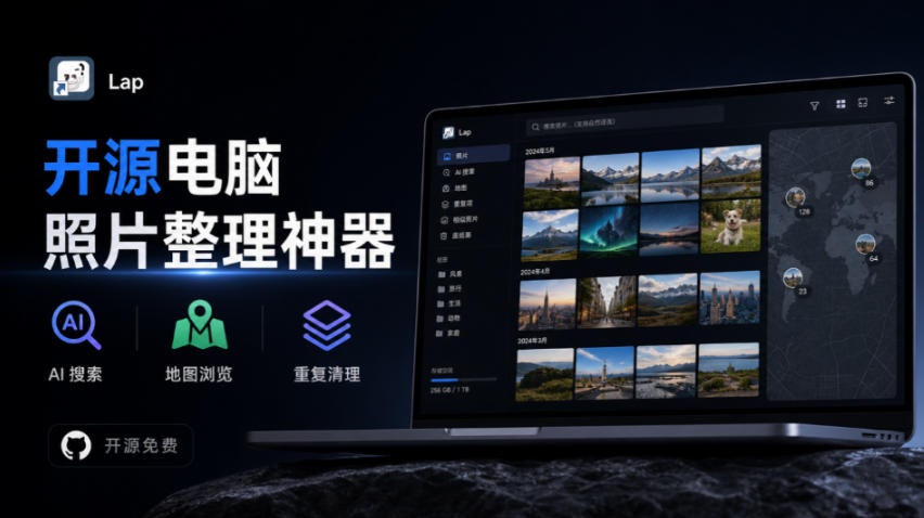 3.7k stars！电脑照片整理神器，支持AI搜索、地图浏览和重复清理，10万张照片也能流畅运行Lap-副业资源网