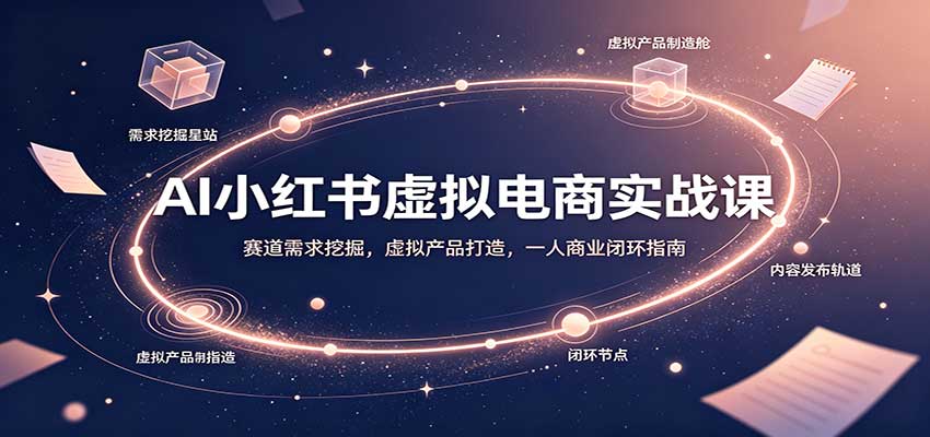 AI小红书虚拟电商实战课：赛道需求挖掘，虚拟产品打造，一人商业闭环指南-副业资源网