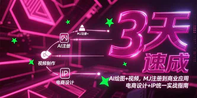 （15245期）3天速成AI绘图+视频，MJ注册到商业应用，电商设计+IP统一实战指南-副业资源网