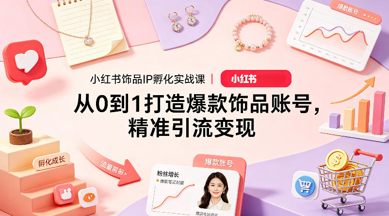 小红书饰品IP孵化实战课｜从0到1打造爆款饰品账号，精准引流变现-副业资源网