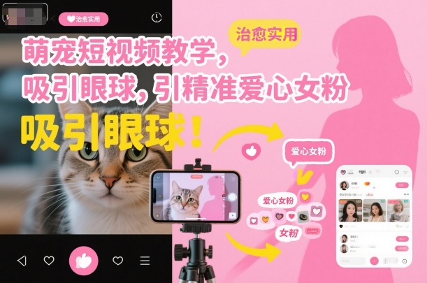 萌宠短视频教学,吸引眼球,引精准爱心女粉-副业资源网