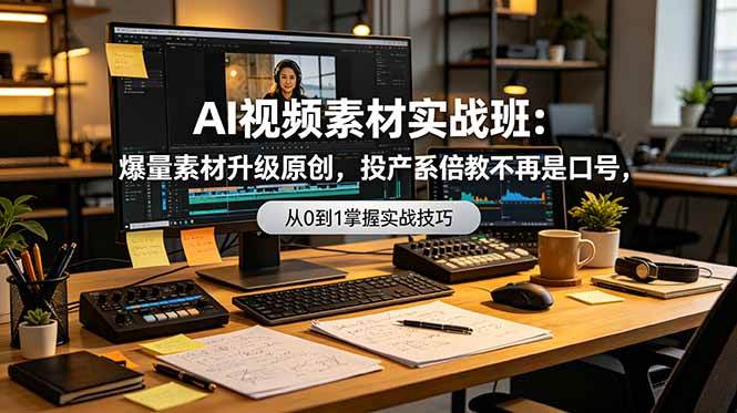 （19085期）AI视频素材实战班：爆量素材升级原创，投产翻倍不再是口号，0-1系统教学实战落地-副业资源网