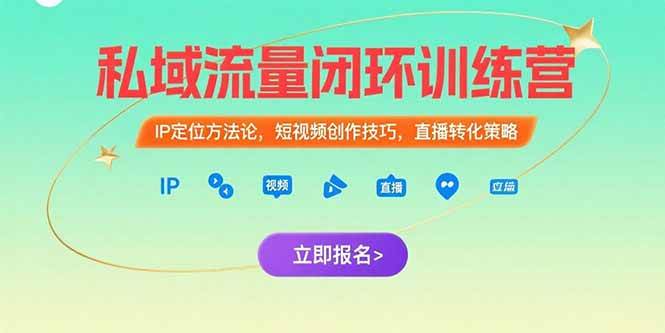 （15396期）私域流量闭环训练营：IP定位方法论，短视频创作技巧，直播转化策略-副业资源网