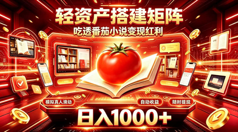 轻资产搭建矩阵，吃透番茄小说变现红利，日入1000+，支持无限矩阵放大【揭秘】-副业资源网