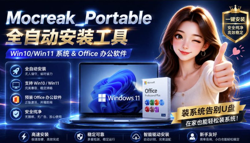 Mocreak全自动安装office和win10、win11系统,告别U盘装系统,使用安全可靠-副业资源网