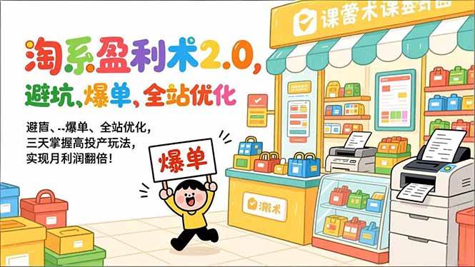 （17127期）淘系盈利术2.0，避坑、爆单、全站优化，三天掌握高投产玩法，实现月利润翻倍！-副业资源网