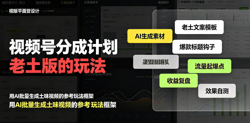 视频号分成计划老土版的玩法,流量爆炸,每天收益300+,纯靠AI生成,越土的玩法,越高级 视频号分成计划老土版的玩法,流量爆炸,每天收益300+,纯靠AI生成,越土的玩法,越高级