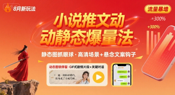 8月小说推文全新玩法，动静态图片+搭配小说文案爆量玩法-副业资源网