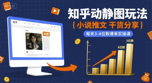 小说推文干货分享之知乎动静图玩法，每天3-4位数爆单实操课-副业资源网