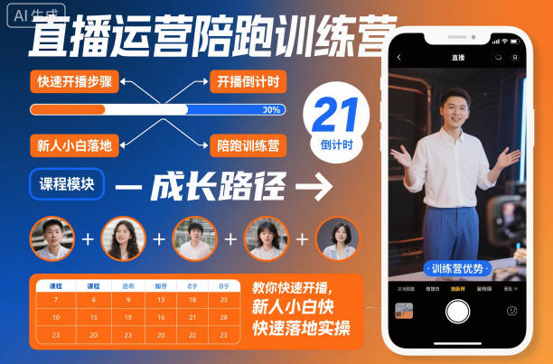 直播运营陪跑训练营，教你快速开播，新人小白快速落地实操-副业资源网