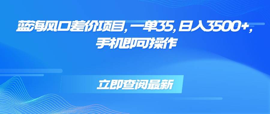 （15714期）蓝海风口差价项目，一单35，日入3500+，手机即可操作-副业资源网
