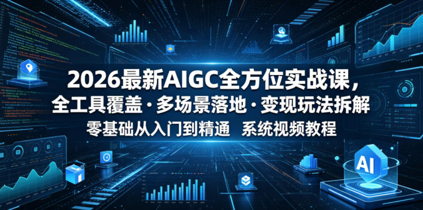 2026最新AIGC全方位实战课,全工具覆盖・多场景落地・变现玩法拆解,零基础从入门到精通系统视频教程-副业资源网