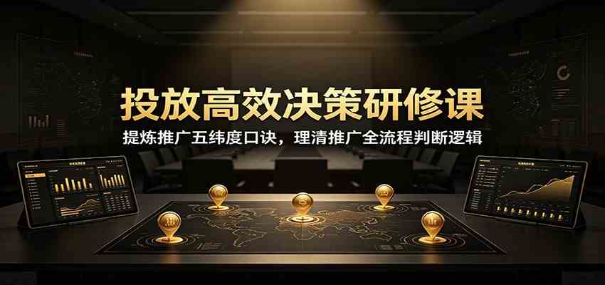 投放高效决策研修课:提炼推广五纬度口诀,理清推广全流程判断逻辑-副业资源网