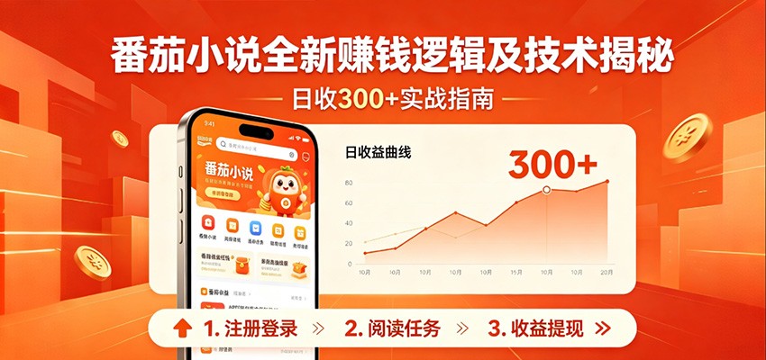 番茄小说全新赚钱逻辑及技术日收300+，小白新书皆可做！无脑赚就行了！-副业资源网