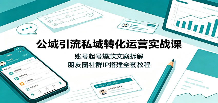 公域引流私域转化运营实战课：账号起号爆款文案拆解，朋友圈社群IP搭建全套教程-副业资源网