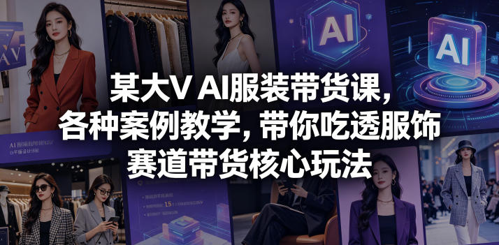 某大V AI服装带货课，各种案例教学，带你吃透服饰赛道带货核心玩法-副业资源网